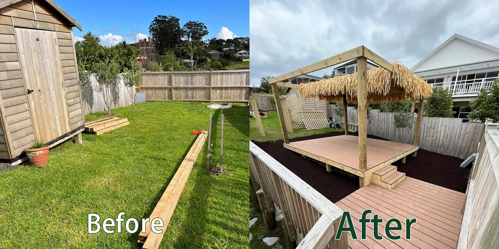 Deck and pergola before and after
