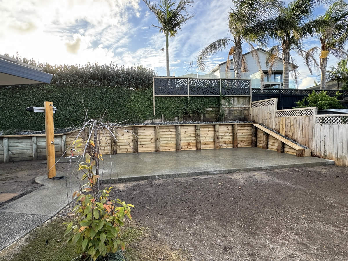 Retaining and concrete-ready area